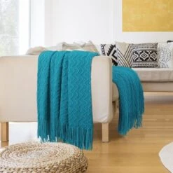 PiccoCasa 100% Acrylic Knit Wave Pattern Soft Tassels Fringe Lightweight Blanket 12 PiccoCasa 100% Acrylic Knit Wave Pattern Soft Tassels Fringe Lightweight Blanket -Bedding Promotion GUEST 01e32ad1 9210 4819 b433 28b6064563b2