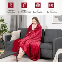 Tangkula 84" X 62" Twin Size Electric Heated Blanket, 5 Heating Levels, 10 Hours Auto Off, Cozy Flannel & Fabric, Overheat Protection Red 14 Tangkula 84" X 62" Twin Size Electric Heated Blanket, 5 Heating Levels, 10 Hours Auto Off, Cozy Flannel & Fabric, Overheat Protection Red -Bedding Promotion GUEST 046e7bdf ef26 465f 814b b080646a30fe