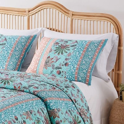 Audrey Quilted Reverible Premium Pillow Sham Turquoise By Barefoot Bungalow 6 Audrey Quilted Reverible Premium Pillow Sham Turquoise By Barefoot Bungalow - Image 4