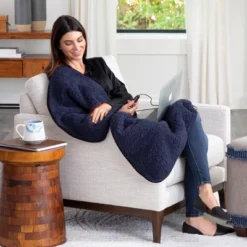 Heated Blanket 2-Pack - USB-Powered Fleece Throw Blankets For Travel, Home, Office, Or Camping - Winter Car Accessories By Stalwart (Navy Blue) -Bedding Promotion GUEST 100f2974 fd1d 4c49 9ee0 565ef8920b47