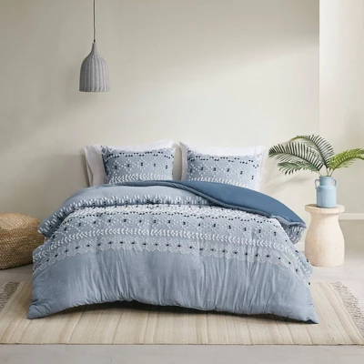 Ink+Ivy 3pc Dora Organic Cotton Chambray Comforter Set Blue 4 Ink+Ivy 3pc Dora Organic Cotton Chambray Comforter Set Blue - Image 2