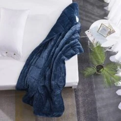 48"x72" Machine Washable 12lbs Weighted Shiny Velvet Throw Blanket Navy - Dream Theory -Bedding Promotion GUEST 1efda632 7723 4fb9 88a2 7ccf0173f951
