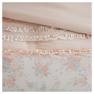 Desiree Cotton Percale Comforter Bedding Set With Euro And Bedskirt Blush - Madison Park 4 Desiree Cotton Percale Comforter Bedding Set With Euro And Bedskirt Blush - Madison Park - Image 2