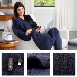 Heated Blanket 2-Pack - USB-Powered Fleece Throw Blankets For Travel, Home, Office, Or Camping - Winter Car Accessories By Stalwart (Navy Blue) -Bedding Promotion GUEST 2154f4fc 36f0 42a5 b638 5b00fa8b3cfe