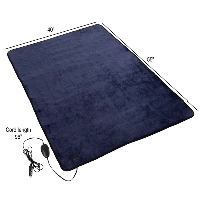 Fleming Supply Fleece 12V Electric Car Travel Blanket With 3 Settings And Auto Shutoff - 55" X 40", Blue 4 Fleming Supply Fleece 12V Electric Car Travel Blanket With 3 Settings And Auto Shutoff - 55" X 40", Blue - Image 2