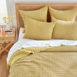 Mills Waffle Ochre Euro Sham Set Of 2- Levtex Home -Bedding Promotion GUEST 225d7679 6813 4db8 b887 8a756d67a3f3