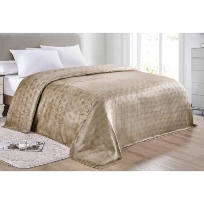 Amrani Bedcover Embossed Blanket Soft Premium Microplush Taupe By Plazatex 6 Amrani Bedcover Embossed Blanket Soft Premium Microplush Taupe By Plazatex - Image 4