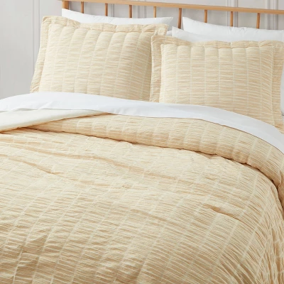 Blue Loom 3pc Puckered Striped Jacquard Comforter Bedding Set 4 Blue Loom 3pc Puckered Striped Jacquard Comforter Bedding Set - Image 2