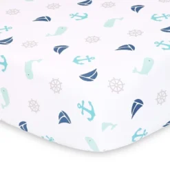 The Peanutshell Fitted Crib Sheet Set For Baby Boys Or Baby Girls, Nautical & Stripe, 2-Pack, Green/Blue -Bedding Promotion GUEST 258ed5ac 80d0 46a4 b527 bb8432aced80