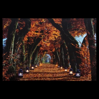 Northlight LED Lighted Fall Tree Archway With Lanterns Canvas Wall Art 23.5" X 15.5" 4 Northlight LED Lighted Fall Tree Archway With Lanterns Canvas Wall Art 23.5" X 15.5" - Image 2