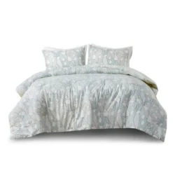 Anya Vine Printed Cotton Comforter Set Aqua Blue - Urban Habitat -Bedding Promotion GUEST 296cadc0 673c 46e0 addf 8287edd67541