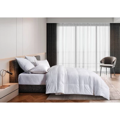 Siberian Damask Stripe Down All Seasons Comforter White - Blue Ridge Home Fashions 4 Siberian Damask Stripe Down All Seasons Comforter White - Blue Ridge Home Fashions - Image 2