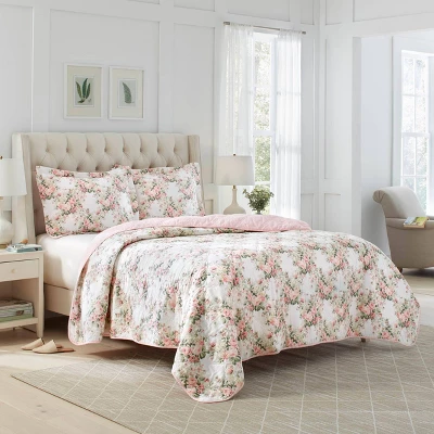 Joyce Cotton Quilt & Sham Set Pink - Laura Ashley 4 Joyce Cotton Quilt & Sham Set Pink - Laura Ashley - Image 2