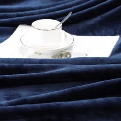 1 Pc Queen Microfiber Flannel Fleece Bed Blankets Navy Blue - PiccoCasa -Bedding Promotion GUEST 2fefac7b d64f 4ae2 93a4 612003762b8c