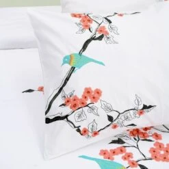 Modern Embroidered Cherry Blossom Floral Cotton Duvet Cover And Pillow Sham Set - Blue Nile Mills -Bedding Promotion GUEST 34163457 60e5 426c a8d6 8b2f2e1a4043