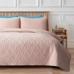 Peace Nest Pink Leaf Pattern Quilted Microfiber Coverlet Set 15 Peace Nest Pink Leaf Pattern Quilted Microfiber Coverlet Set -Bedding Promotion GUEST 39b8afb8 40c7 42a8 8a6b aaf1ec3d9b45