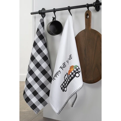 Happy Fall Y'all And Check Kitchen Towel Set Of 2 - 18" X 28" - Black/White - Elrene Home Fashions 3 Happy Fall Y'all And Check Kitchen Towel Set Of 2 - 18" X 28" - Black/White - Elrene Home Fashions