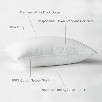 Medium 700 Fill Power Luxury White Duck Down RDS Certified Machine Washable White Bed Pillow | BOKSER HOME 4 Medium 700 Fill Power Luxury White Duck Down RDS Certified Machine Washable White Bed Pillow | BOKSER HOME - Image 2
