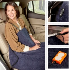 Heated Blanket 2-Pack - USB-Powered Fleece Throw Blankets For Travel, Home, Office, Or Camping - Winter Car Accessories By Stalwart (Navy Blue) -Bedding Promotion GUEST 3dba9a17 056d 48d1 94e8 8eee7fcebcf2