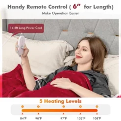 Tangkula 84" X 62" Twin Size Electric Heated Blanket, 5 Heating Levels, 10 Hours Auto Off, Cozy Flannel & Fabric, Overheat Protection Red 13 Tangkula 84" X 62" Twin Size Electric Heated Blanket, 5 Heating Levels, 10 Hours Auto Off, Cozy Flannel & Fabric, Overheat Protection Red -Bedding Promotion GUEST 3e02e702 f1ff 4c7c ae06 01946b48e364