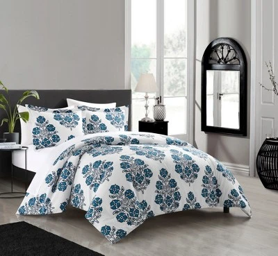 Chic Home Yazmin Duvet Cover Set Large Scale Floral Medallion Print Design Bedding Blue 3 Chic Home Yazmin Duvet Cover Set Large Scale Floral Medallion Print Design Bedding Blue