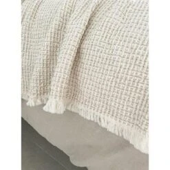 Ivory & Taupe Cotton Waffle Weave Bed Blanket - Anaya 11 Ivory & Taupe Cotton Waffle Weave Bed Blanket - Anaya -Bedding Promotion GUEST 42187953 842c 46af af0f 65da7aea3134