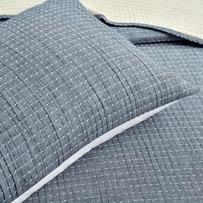 Solid Kantha Pick Stitch Yarn Dyed Cotton Woven Quilt/Coverlet - Lush Décor 4 Solid Kantha Pick Stitch Yarn Dyed Cotton Woven Quilt/Coverlet - Lush Décor - Image 2