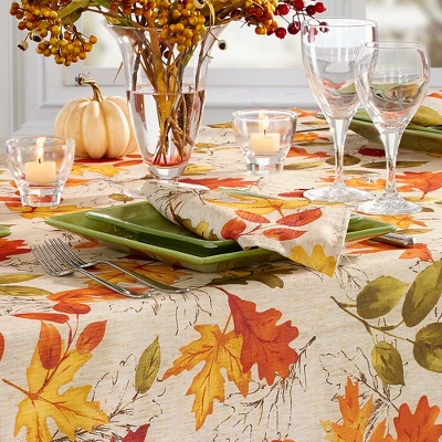 Autumn Leaves Fall Printed Tablecloth - Orange/Yellow - Elrene Home Fashions 4 Autumn Leaves Fall Printed Tablecloth - Orange/Yellow - Elrene Home Fashions - Image 2