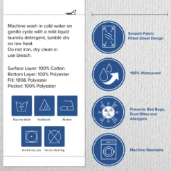 Flash Furniture Capri Comfortable Sleep Premium Fitted 100% Waterproof-Hypoallergenic Vinyl Free Mattress Protector - Breathable Fabric Surface, Queen -Bedding Promotion GUEST 49b9d208 1427 4159 9a43 42fa0cceab1b