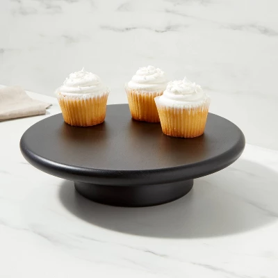 10.9" Acacia Modern Cake Stand Black - Threshold™ 3 10.9" Acacia Modern Cake Stand Black - Threshold™