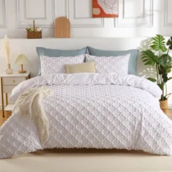 3 Piece Tufted Duvet Cover Set, Boho Geometric Embroidery Shabby Chic Bedding Set -Bedding Promotion GUEST 5081e72a af26 4796 8085 b1807b75adeb