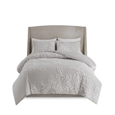 Danica Tufted Cotton Chenille Floral Duvet Cover Set - Madison Park 3 Danica Tufted Cotton Chenille Floral Duvet Cover Set - Madison Park