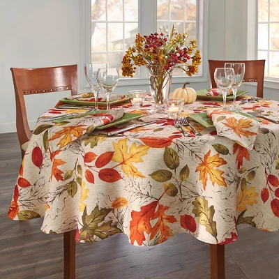 Autumn Leaves Fall Printed Tablecloth - Orange/Yellow - Elrene Home Fashions 3 Autumn Leaves Fall Printed Tablecloth - Orange/Yellow - Elrene Home Fashions