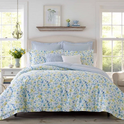 Laura Ashley - Nora Reversible Comforter & Sham Set Blue 7 Laura Ashley - Nora Reversible Comforter & Sham Set Blue - Image 5