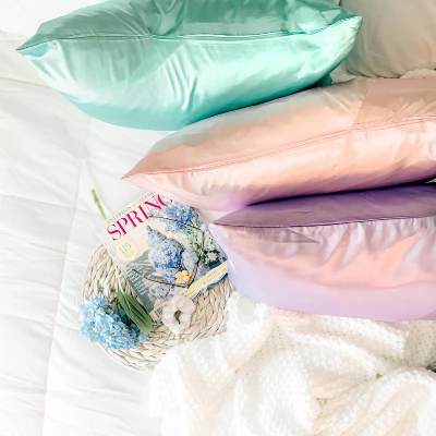 Morning Glamour Standard Satin Solid Pillowcase Mint 6 Morning Glamour Standard Satin Solid Pillowcase Mint - Image 4