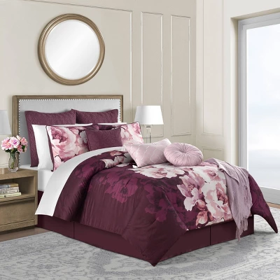 14pc King Liana Comforter Set Plum Purple - Lanwood Home 3 14pc King Liana Comforter Set Plum Purple - Lanwood Home