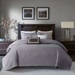 6pc Harmony Jacquard Reversible Quilt Set Gray/Taupe - Madison Park -Bedding Promotion GUEST 5eefffa9 86c0 470a 97f2 6c39b4e9985a