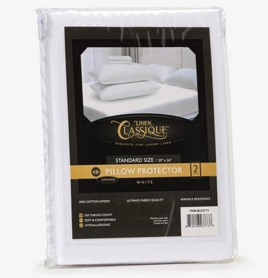 Linen Classique 320TC - Zippered Pillow Protector - White 5 Linen Classique 320TC - Zippered Pillow Protector - White - Image 3
