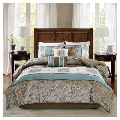 Sharon 7pc Polyester Jacquard Comforter Bedding Set With Bedskirt 3 Sharon 7pc Polyester Jacquard Comforter Bedding Set With Bedskirt