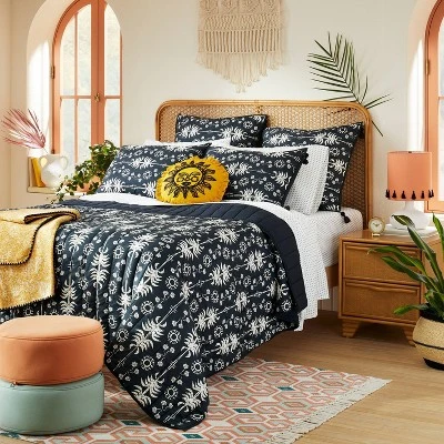 Palm Frond Printed Quilt Sham Black/Off-White - Opalhouse™ Designed With Jungalow™ 3 Palm Frond Printed Quilt Sham Black/Off-White - Opalhouse™ Designed With Jungalow™