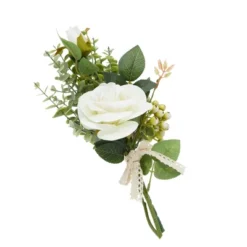 Farmlyn Creek Artificial White Silk Roses With Eucalyptus Leaves For Bouquets & Centerpieces (14 In) -Bedding Promotion GUEST 6e06c6c8 00ff 4484 8abd ae7d2b985d80