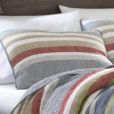 Gray Stripe Salmon Ladder Quilt Set - Eddie Bauer® 4 Gray Stripe Salmon Ladder Quilt Set - Eddie Bauer® - Image 2