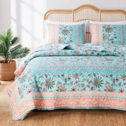 Audrey Quilted Reverible Premium Pillow Sham Turquoise By Barefoot Bungalow 8 Audrey Quilted Reverible Premium Pillow Sham Turquoise By Barefoot Bungalow -Bedding Promotion GUEST 6f3363f7 1973 4d3b 8d38 a07d615a7459