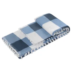 PiccoCasa Flannel Pom-Pom Tartan Checkered Fleece Throw Blanket 1Pc -Bedding Promotion GUEST 70df7bc1 b92b 4f03 8209 9c879cb19b39