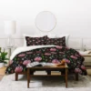 Black Floral Holli Zollinger Protea Boho Duvet Cover (Queen) - Deny Designs