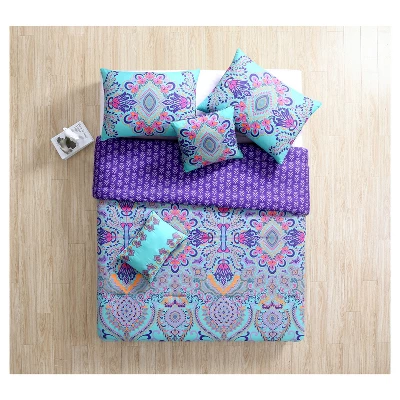 5pc King Amherst Boho Reversible Comforter Set Aqua - VCNY 4 5pc King Amherst Boho Reversible Comforter Set Aqua - VCNY - Image 2