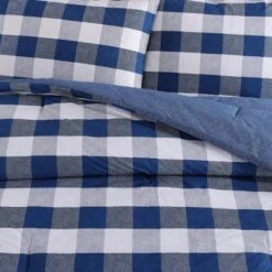 Bison Plaid 100% Cotton Comforter Set Navy - Wrangler