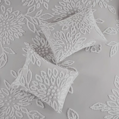 Danica Tufted Cotton Chenille Floral Duvet Cover Set - Madison Park 10 Danica Tufted Cotton Chenille Floral Duvet Cover Set - Madison Park - Image 8