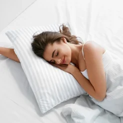 Lux Decor Collection Cotton Bed Pillows Set Of 2 Grey Stripes, White -Bedding Promotion GUEST 7cdb7f12 e72b 44d3 bd91 8f89e8714b60