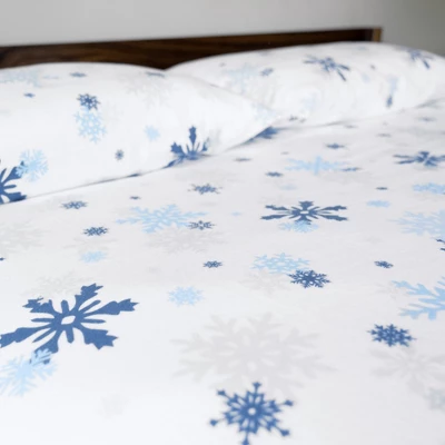 JumpOff Jo Queen Flannel Sheet Set - Flat Sheet, Fitted Sheet, 2 Pillow Cases - Snowflake 3 JumpOff Jo Queen Flannel Sheet Set - Flat Sheet, Fitted Sheet, 2 Pillow Cases - Snowflake